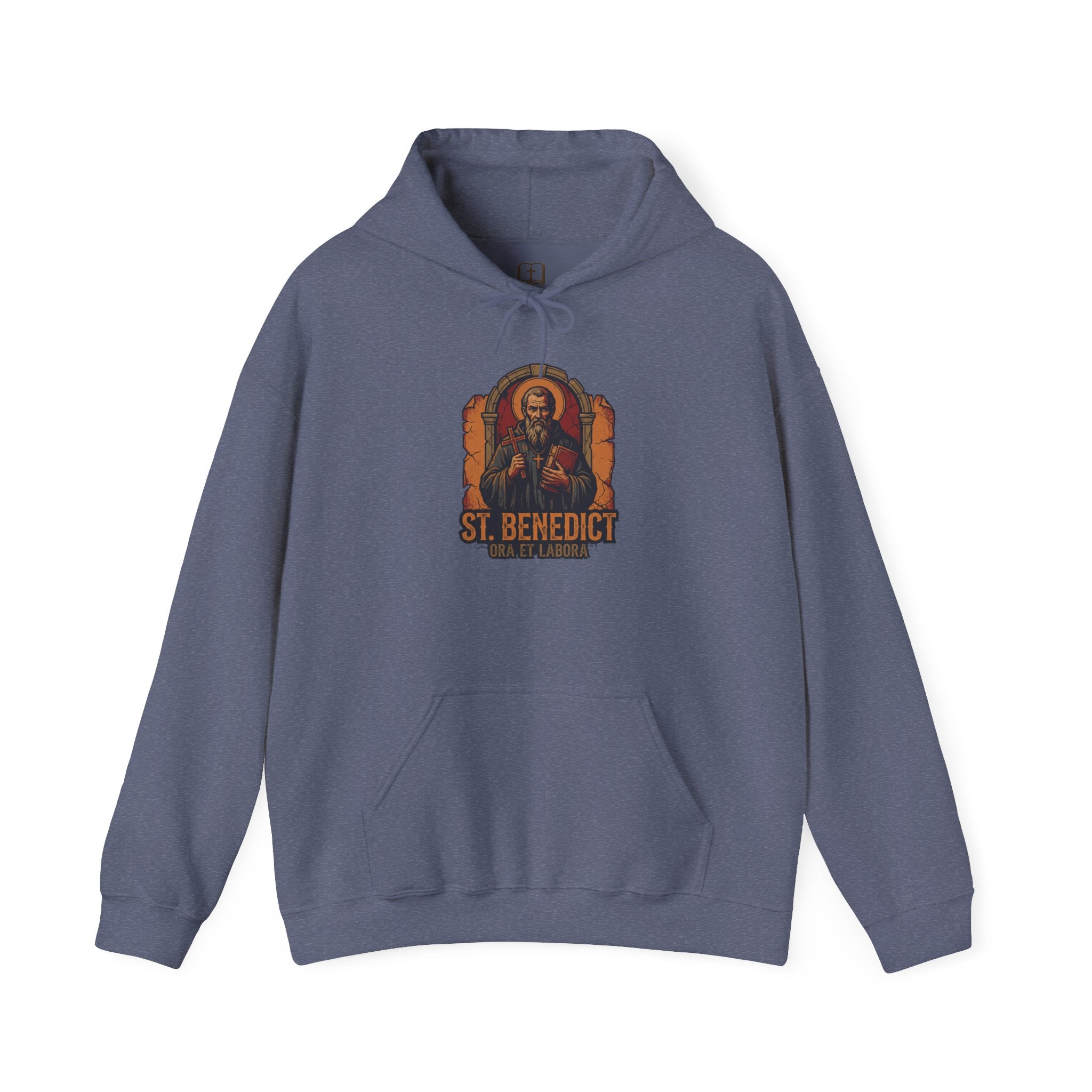 Sudadera con capucha católica "San Benito Ora et Labora" - Sudadera vintage con fe