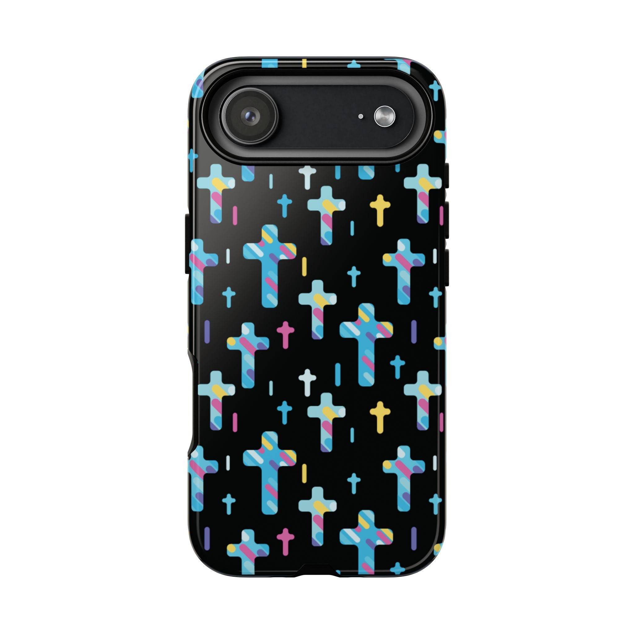 Funda para teléfono con cruz colorida | Protección inspirada en la fe para iPhone | Regalo católico y accesorio para el día a día