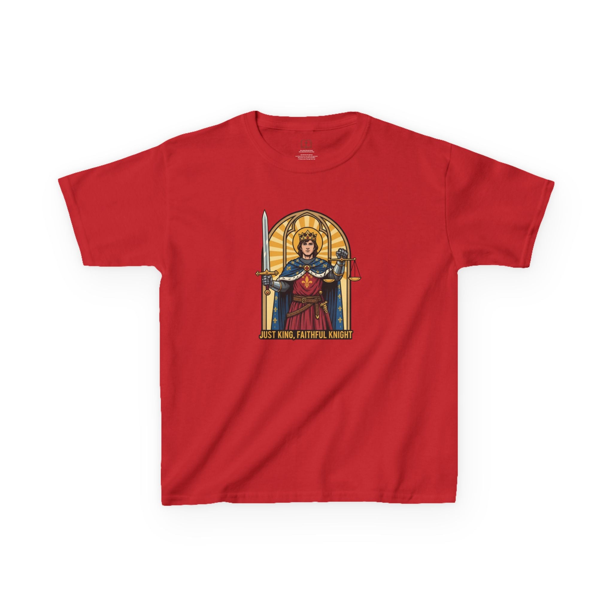 Camiseta infantil de San Luis IX | Camiseta cristiana "Fiel Caballero" para niño