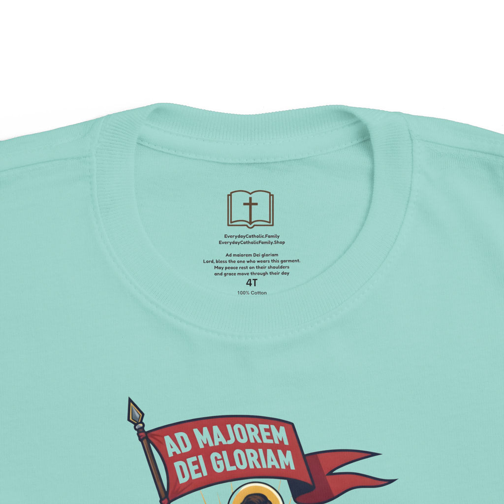 Camiseta de San Ignacio de Loyola para niños pequeños | Camiseta de aventura de fe "Comandante de Dios"