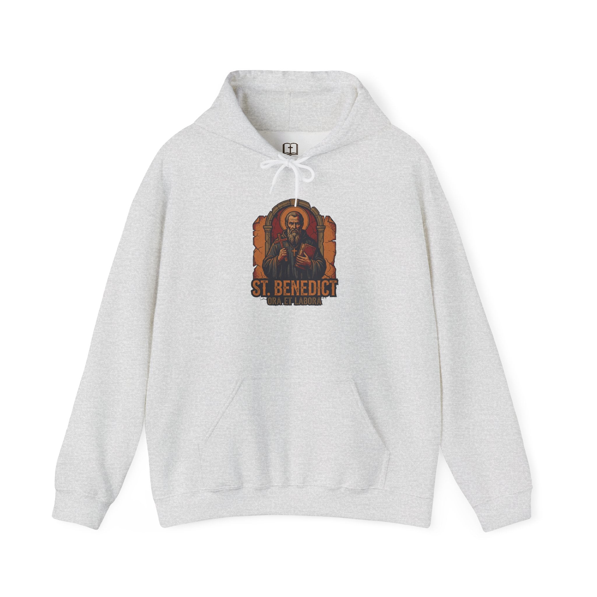 Sudadera con capucha católica "San Benito Ora et Labora" - Sudadera vintage con fe