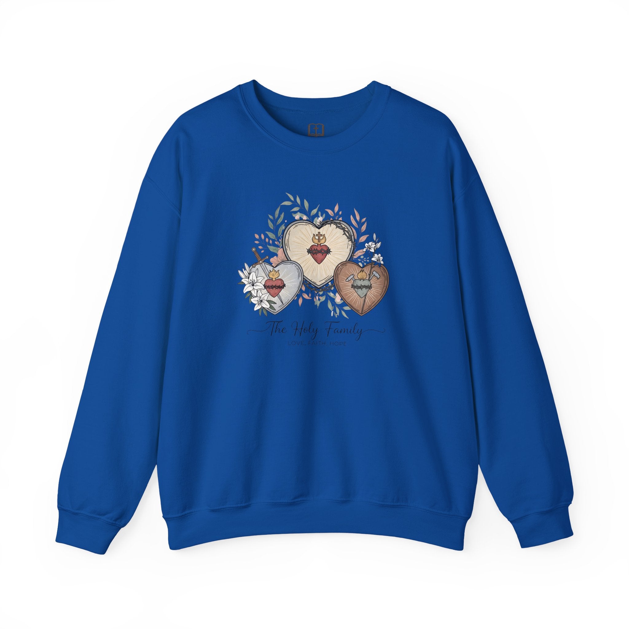 The Holy Family Sacred Hearts Crewneck Sweatshirt | Catholic Devotional Apparel
