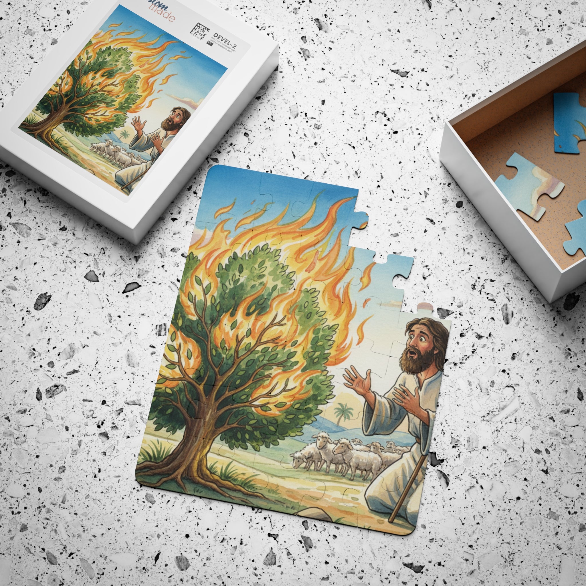 Biblical Burning Bush Kids Puzzle — 30-Piece Christian Bible Story Puzzle for Children