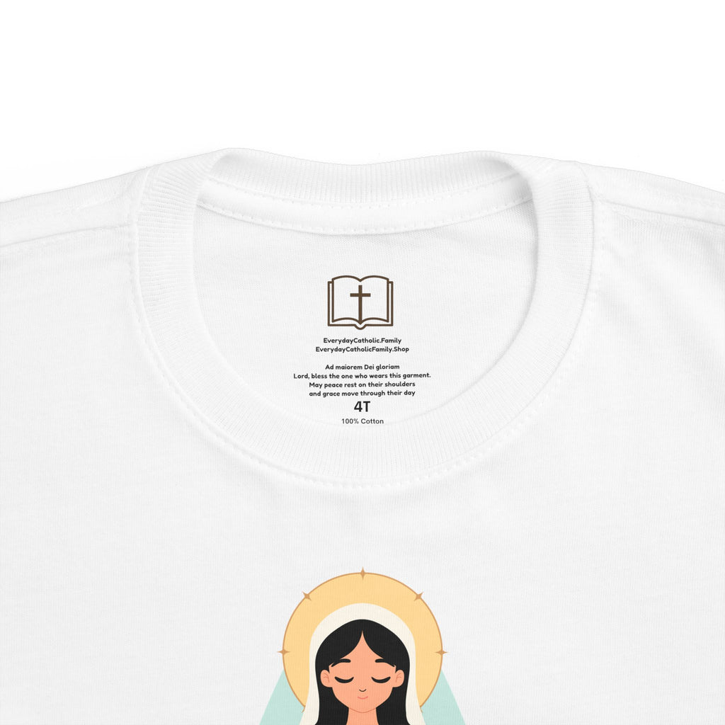 Camiseta de la Virgen María para niña | Camiseta católica suave para niña | Ropa infantil con inspiración religiosa