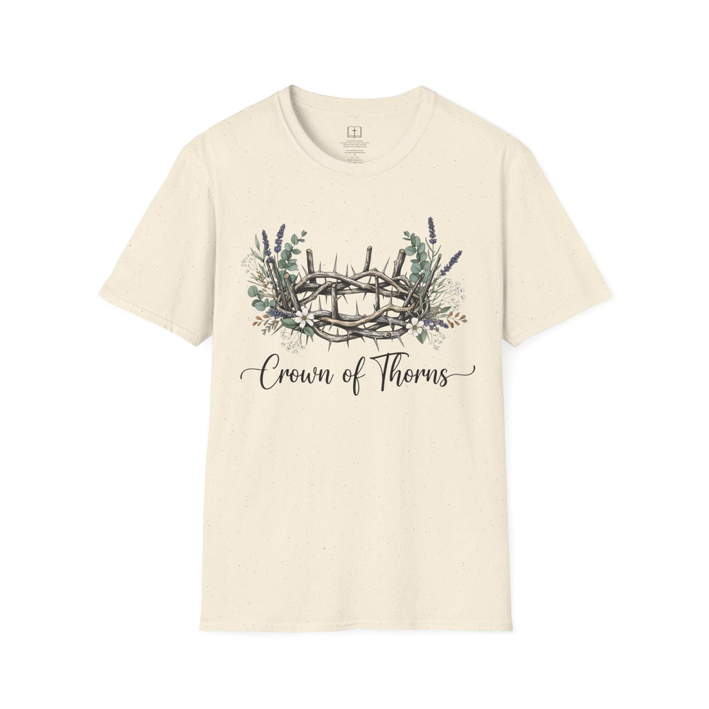 Camiseta cristiana floral con corona de espinas 