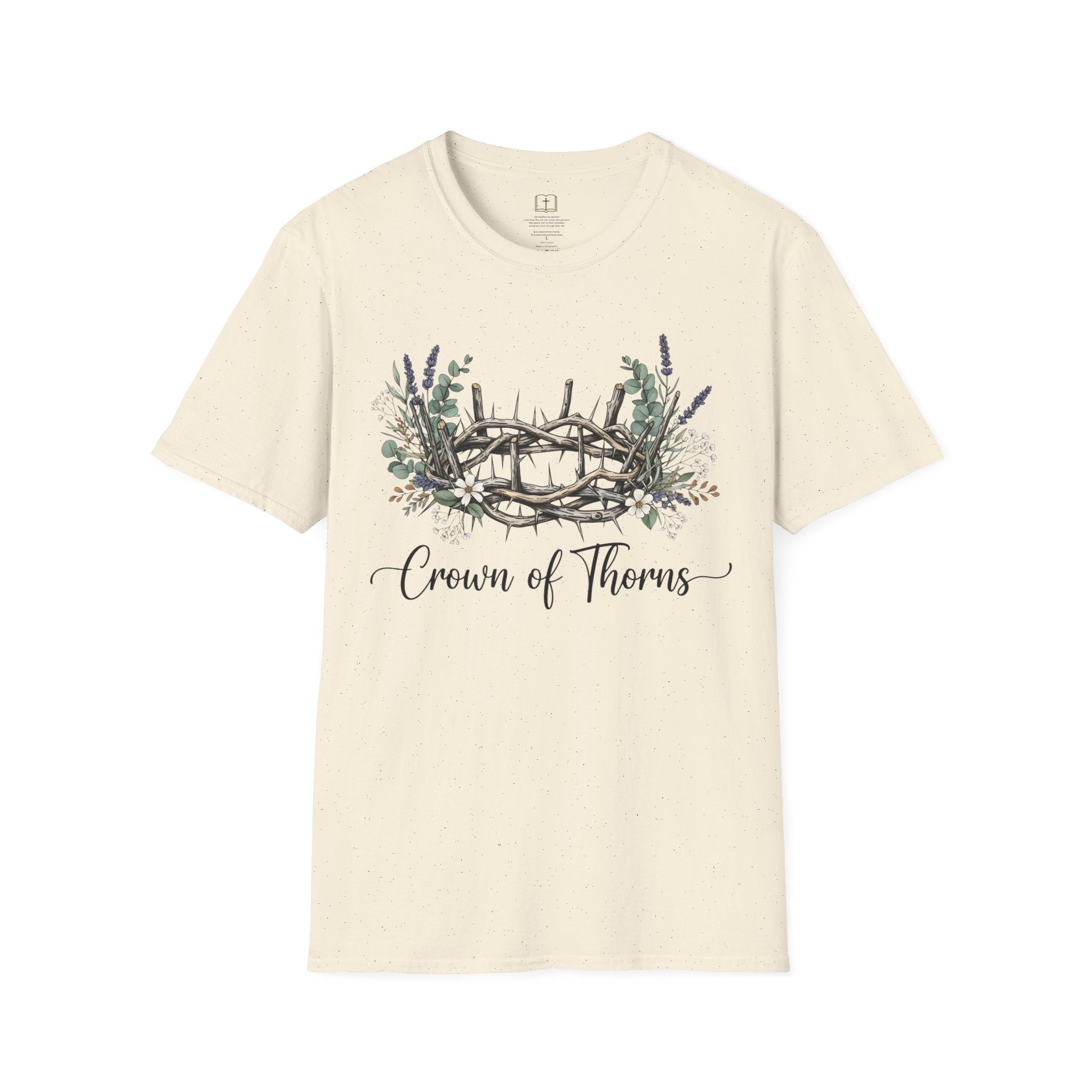 Camiseta cristiana floral con corona de espinas 