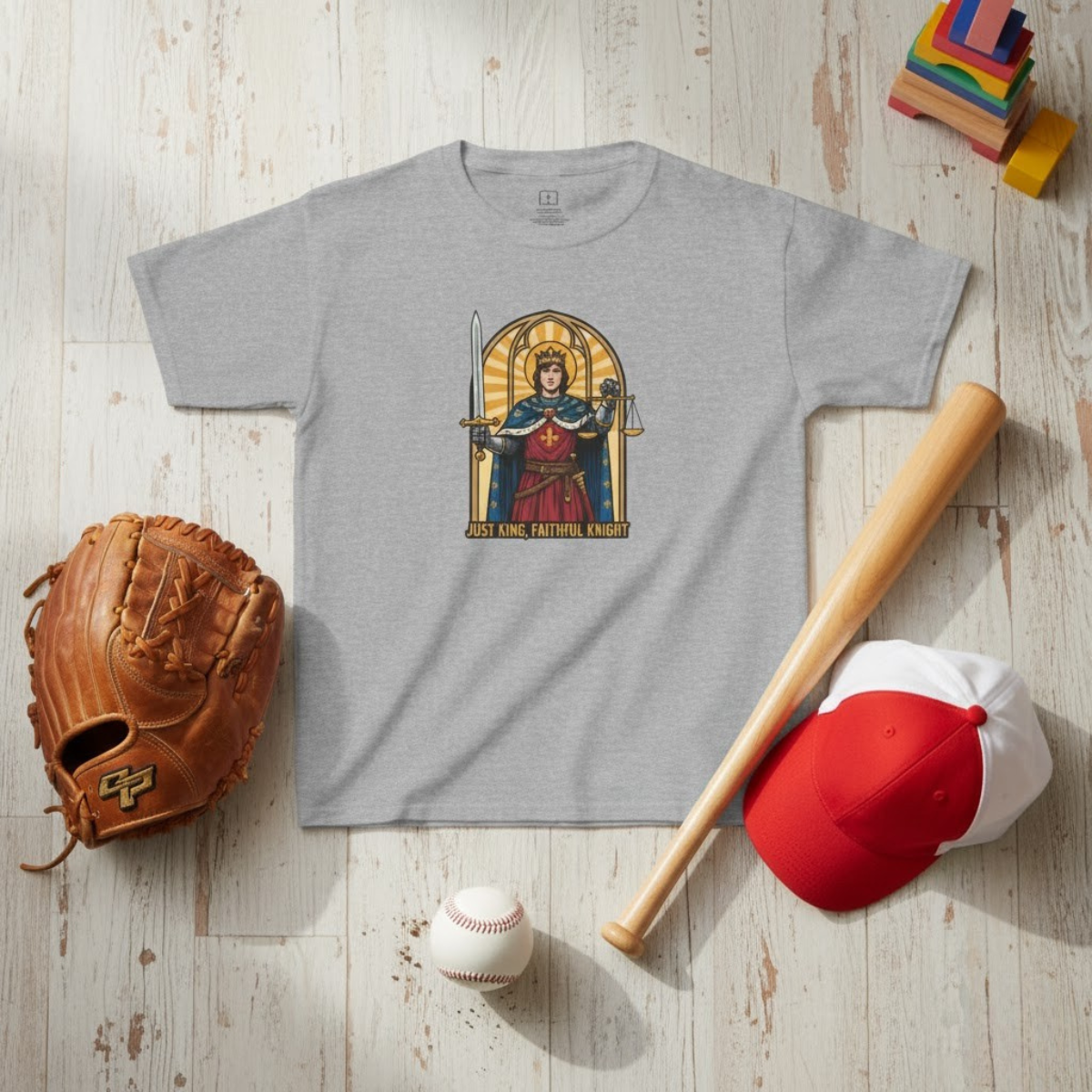 Camiseta de San Luis IX para niño | Camiseta cristiana "Fiel Caballero" para niño