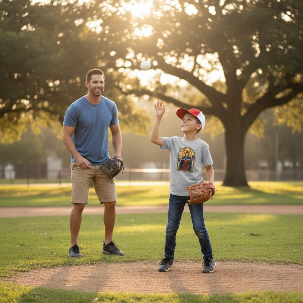 Camiseta infantil de San Luis IX | Camiseta cristiana "Fiel Caballero" para niño