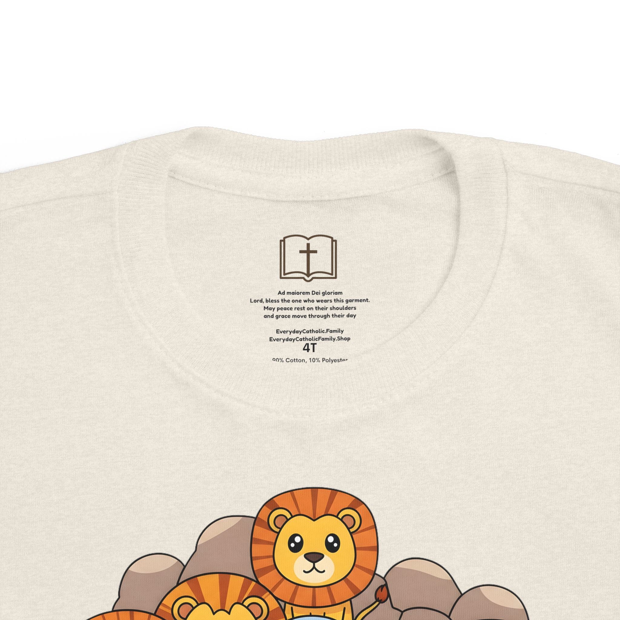 Camiseta infantil "El fiel Daniel en el foso de los leones" | Camiseta de historia católica