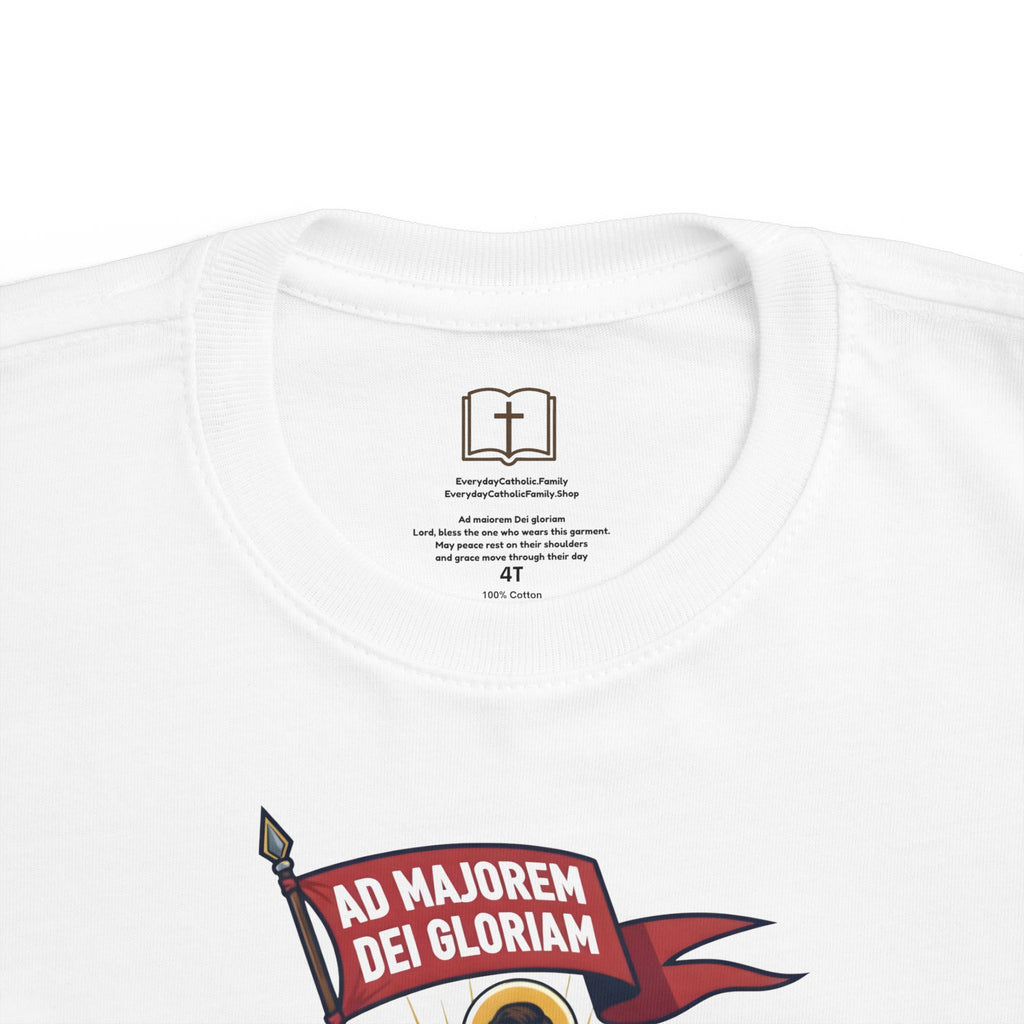 Camiseta de San Ignacio de Loyola para niños pequeños | Camiseta de aventura de fe "Comandante de Dios"