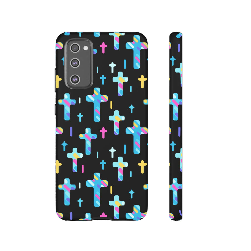 Colorful Cross Phone Case, Stylish Tough Case, Christian Phone Accessory, Unique Gift, Trendy Mobile Cover