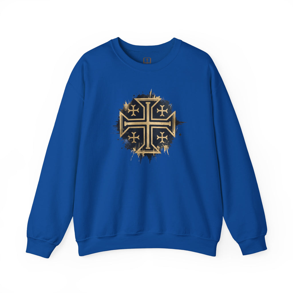 Modern Jerusalem Cross Crewneck Sweatshirt | Catholic Faith Apparel
