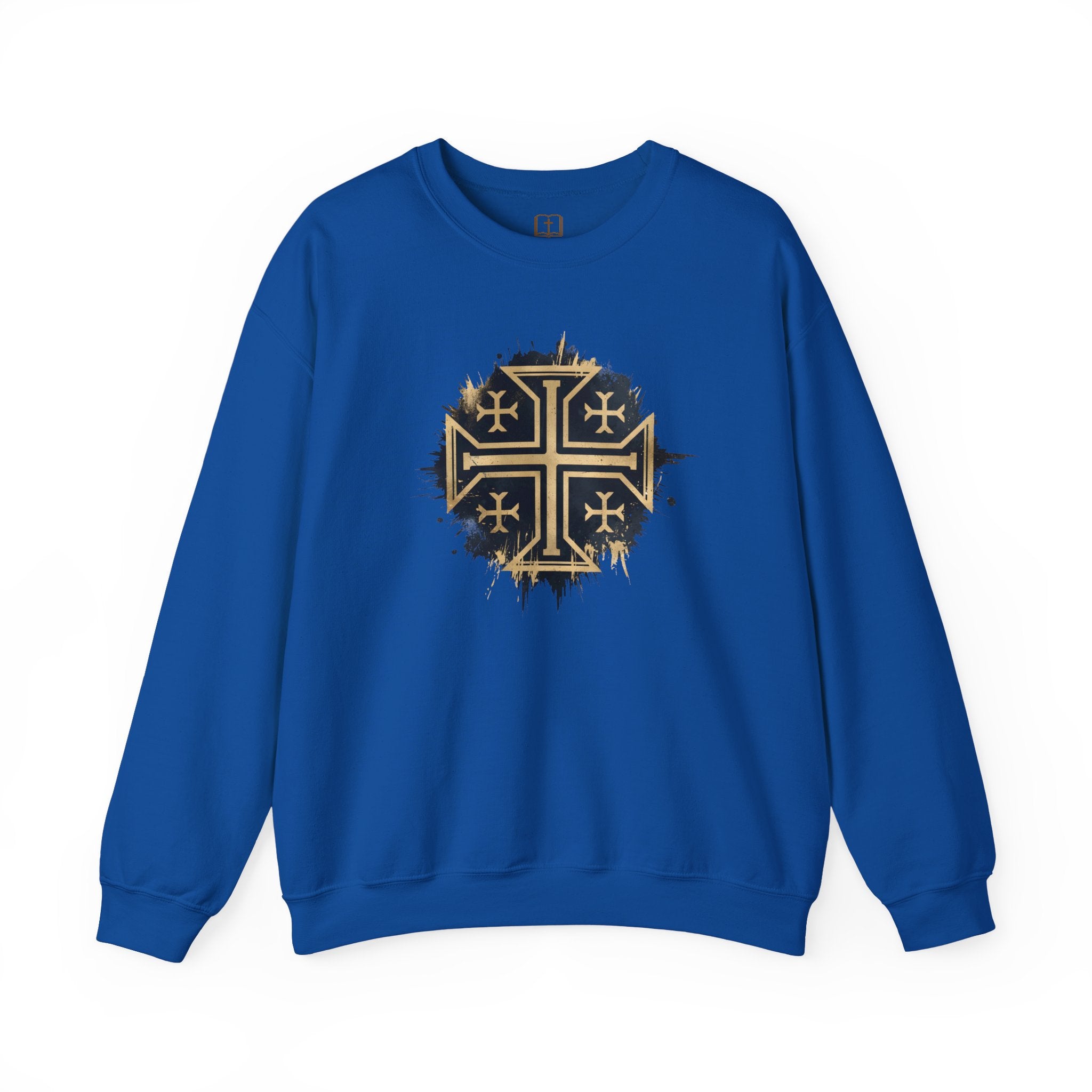 Modern Jerusalem Cross Crewneck Sweatshirt | Catholic Faith Apparel