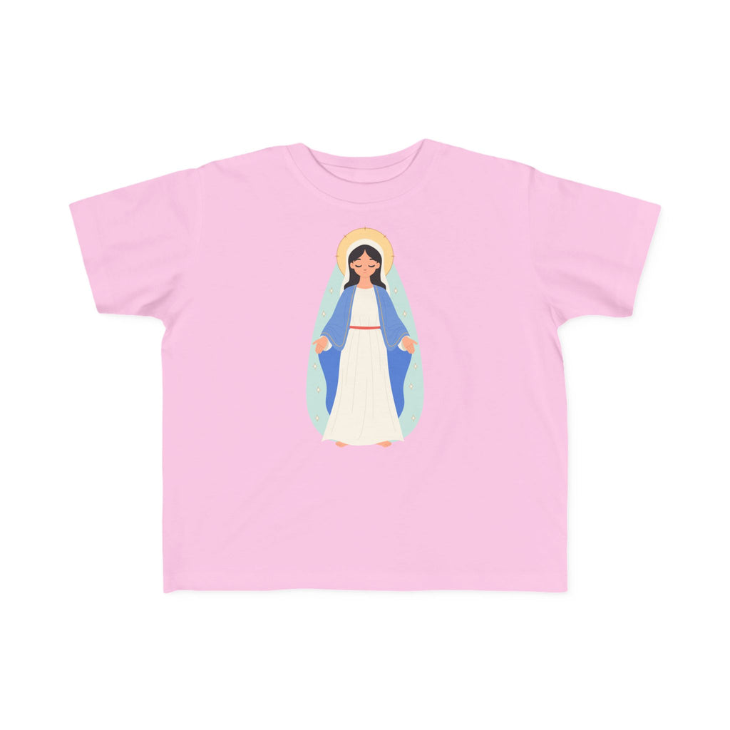 Camiseta de la Virgen María para niña | Camiseta católica suave para niña | Ropa infantil con inspiración religiosa