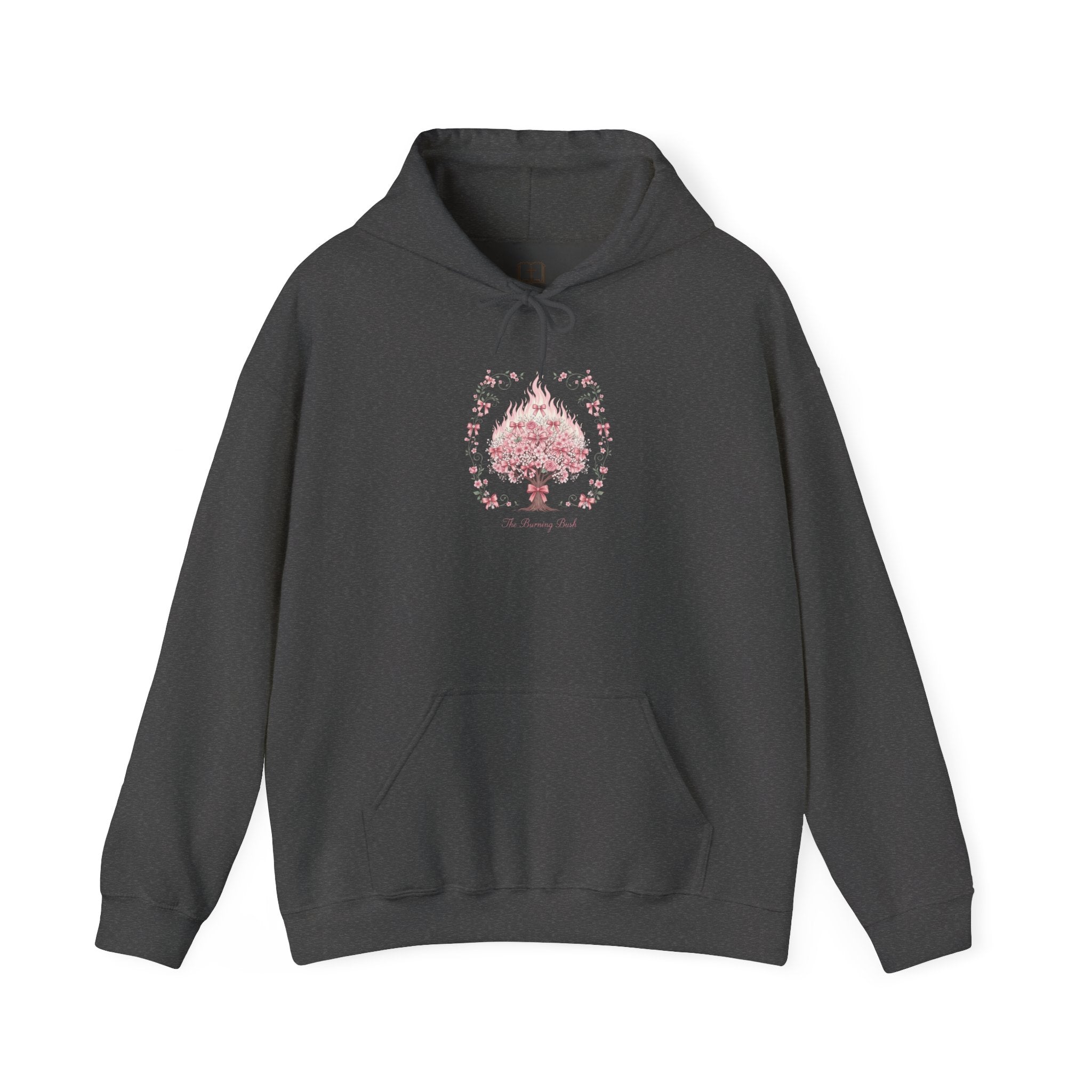 Sudadera católica con estampado floral rosa de la Zarza Ardiente | Sudadera inspirada en la fe