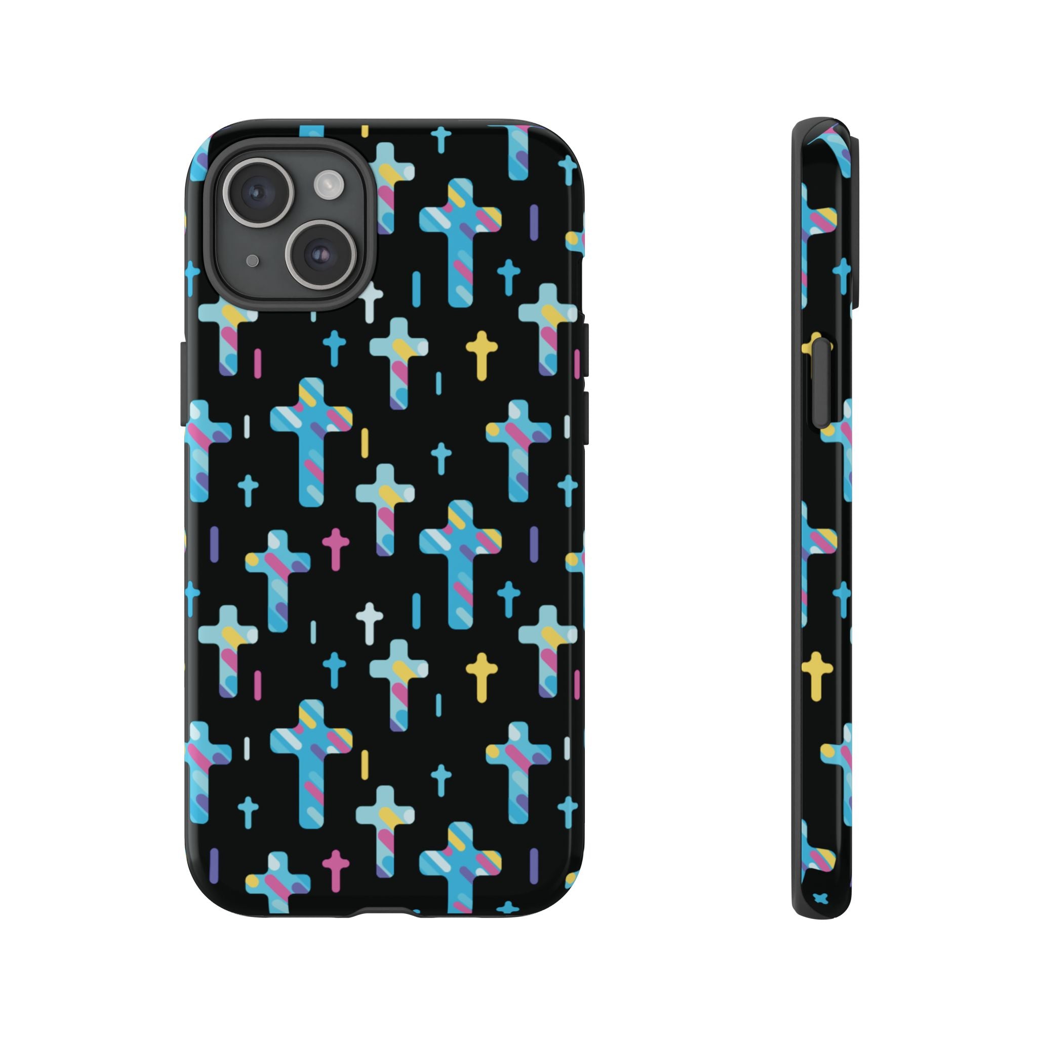 Funda para teléfono con cruz colorida | Protección inspirada en la fe para iPhone | Regalo católico y accesorio para el día a día