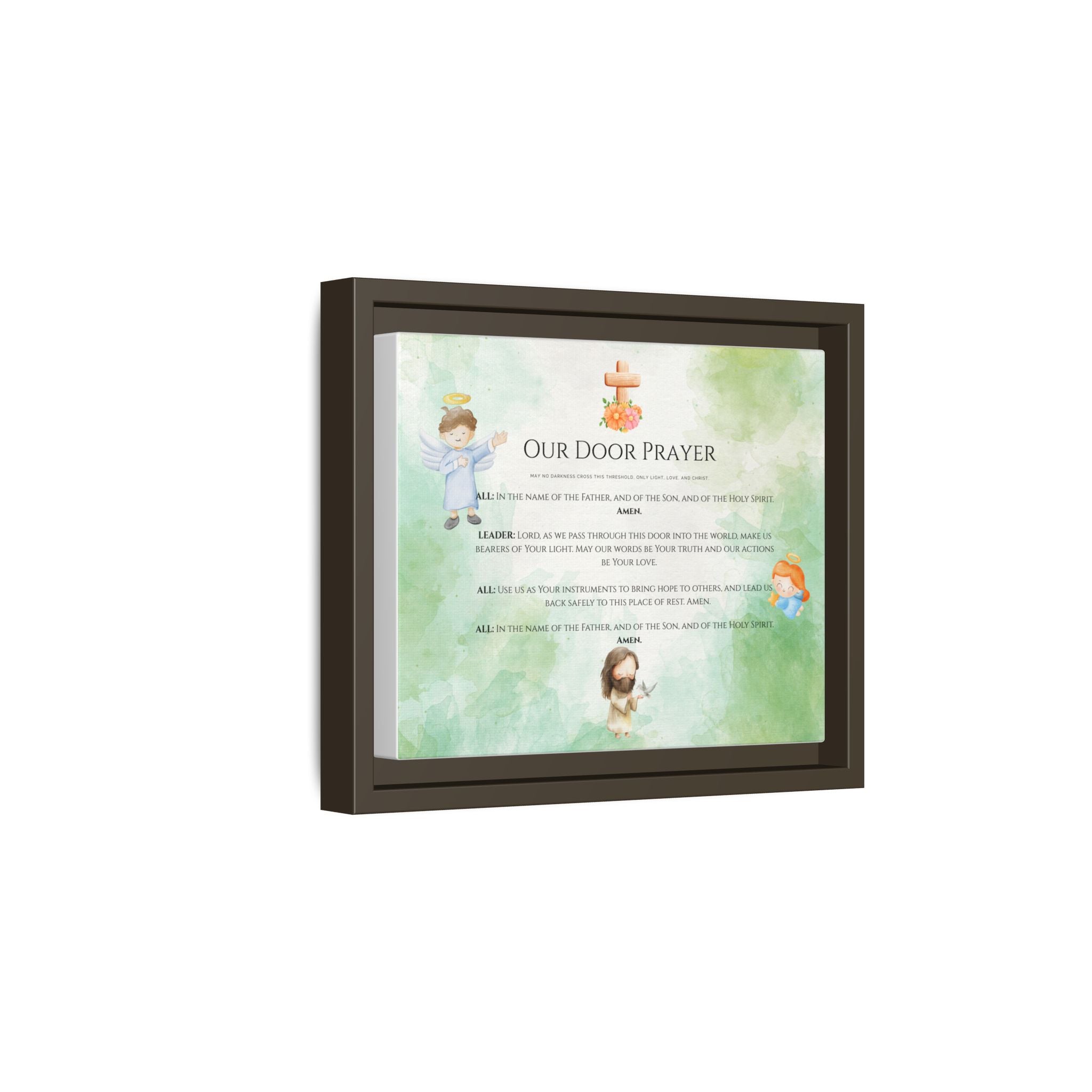 Arte mural de ángel y luz “Oración de nuestra puerta”