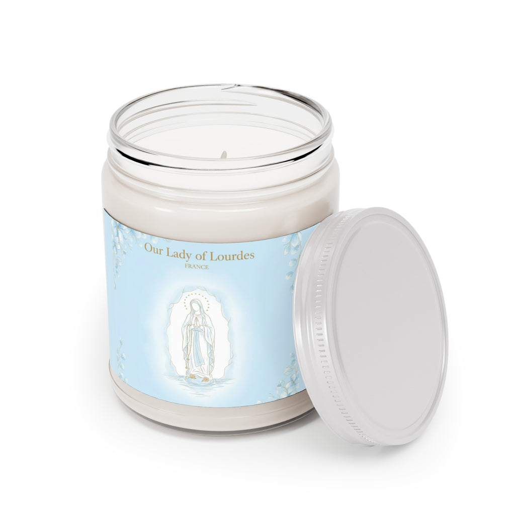 Nuestra Señora de Lourdes - Vela de soja perfumada | Decoración relajante para el hogar, dones espirituales, atención plena, aromaterapia, velas de regalo