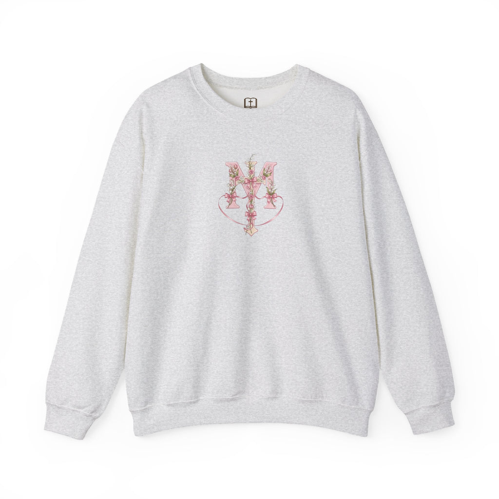 Marian Floral Cross Catholic Crewneck Sweatshirt