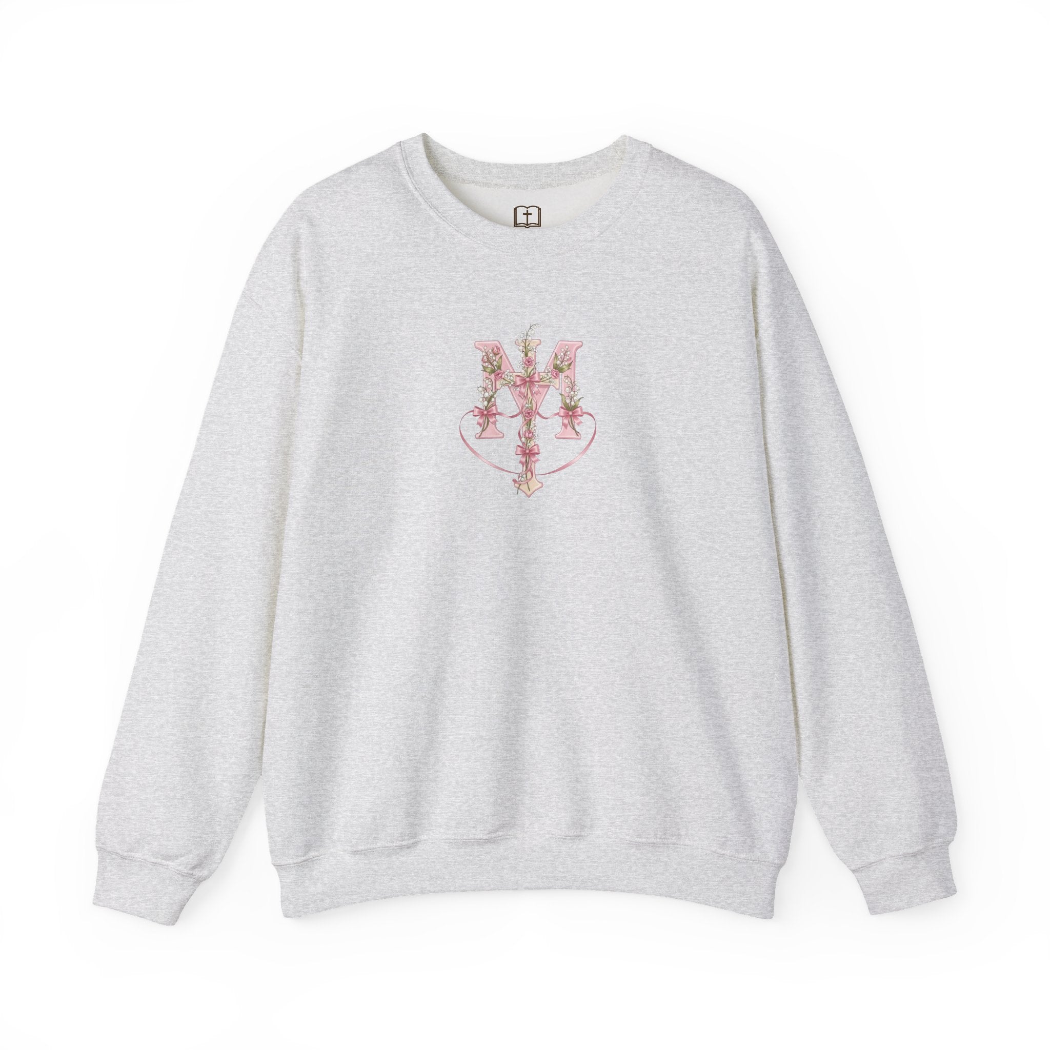 Marian Floral Cross Catholic Crewneck Sweatshirt