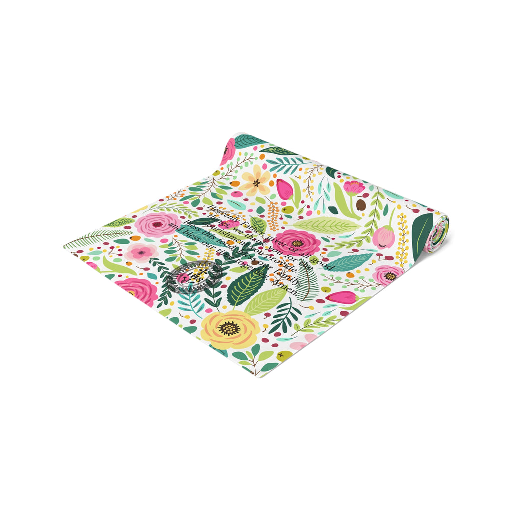 Camino de mesa con flores sagradas para la hora de la comida | Catholic Grace Decor