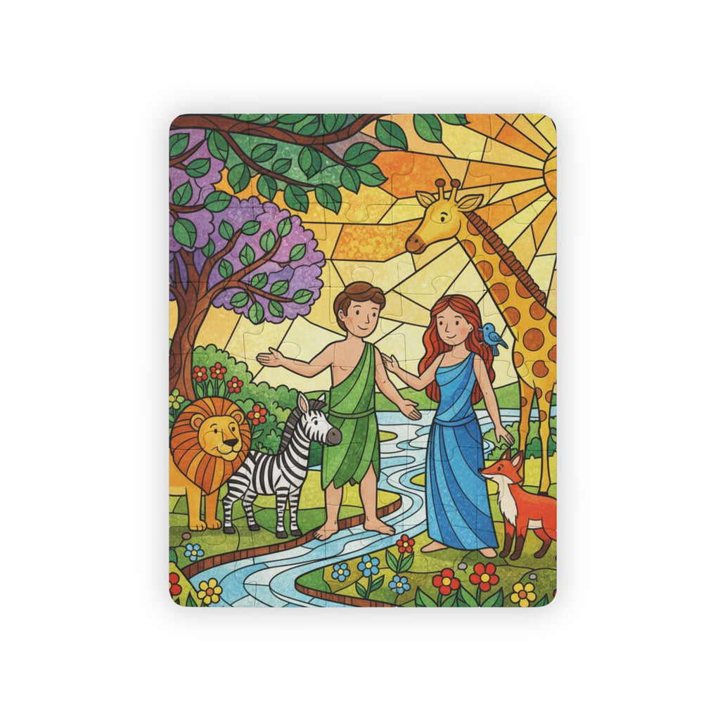 30-Piece Kids Puzzle — Garden of Eden Stained-Glass Animal Scene
