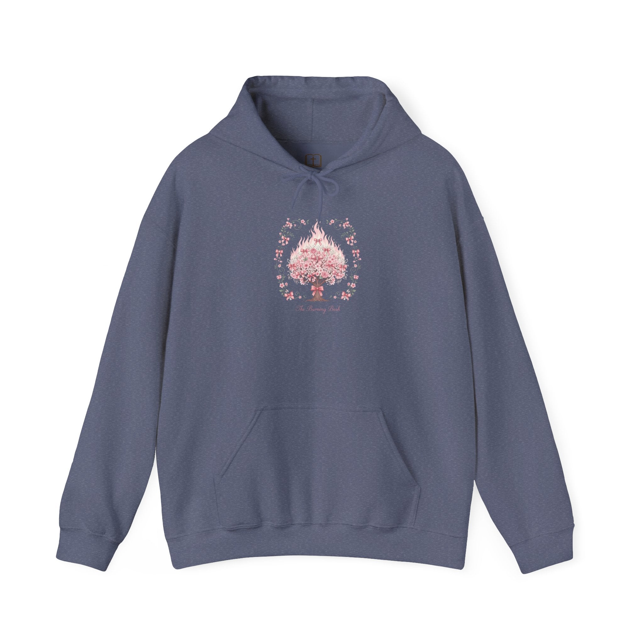 Sudadera católica con estampado floral rosa de la Zarza Ardiente | Sudadera inspirada en la fe