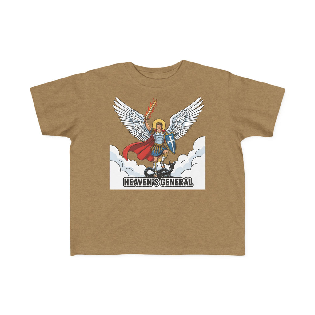 Camiseta de San Miguel Arcángel para niño | Camiseta cristiana Heaven's General para niño