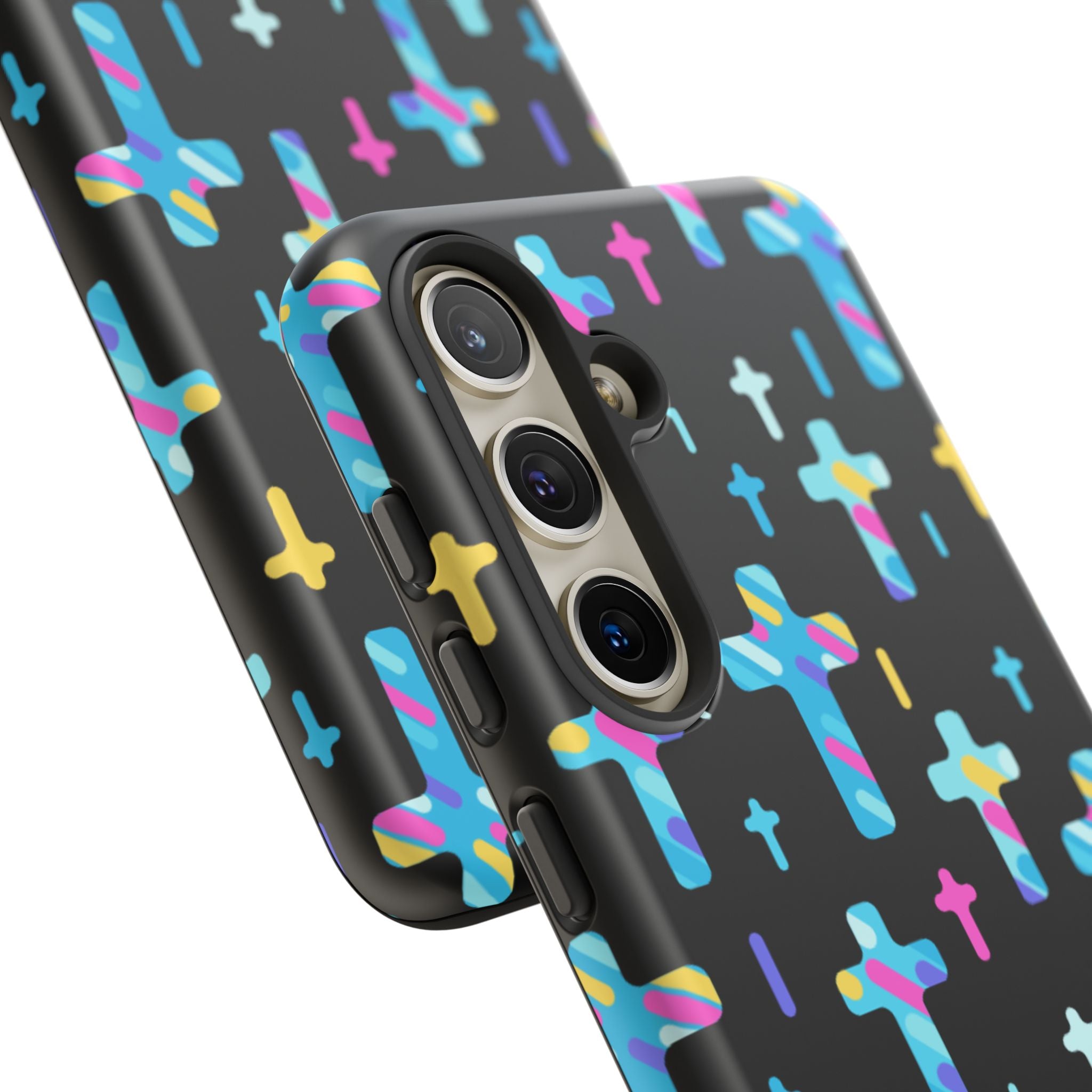 Colorful Cross Phone Case, Stylish Tough Case, Christian Phone Accessory, Unique Gift, Trendy Mobile Cover