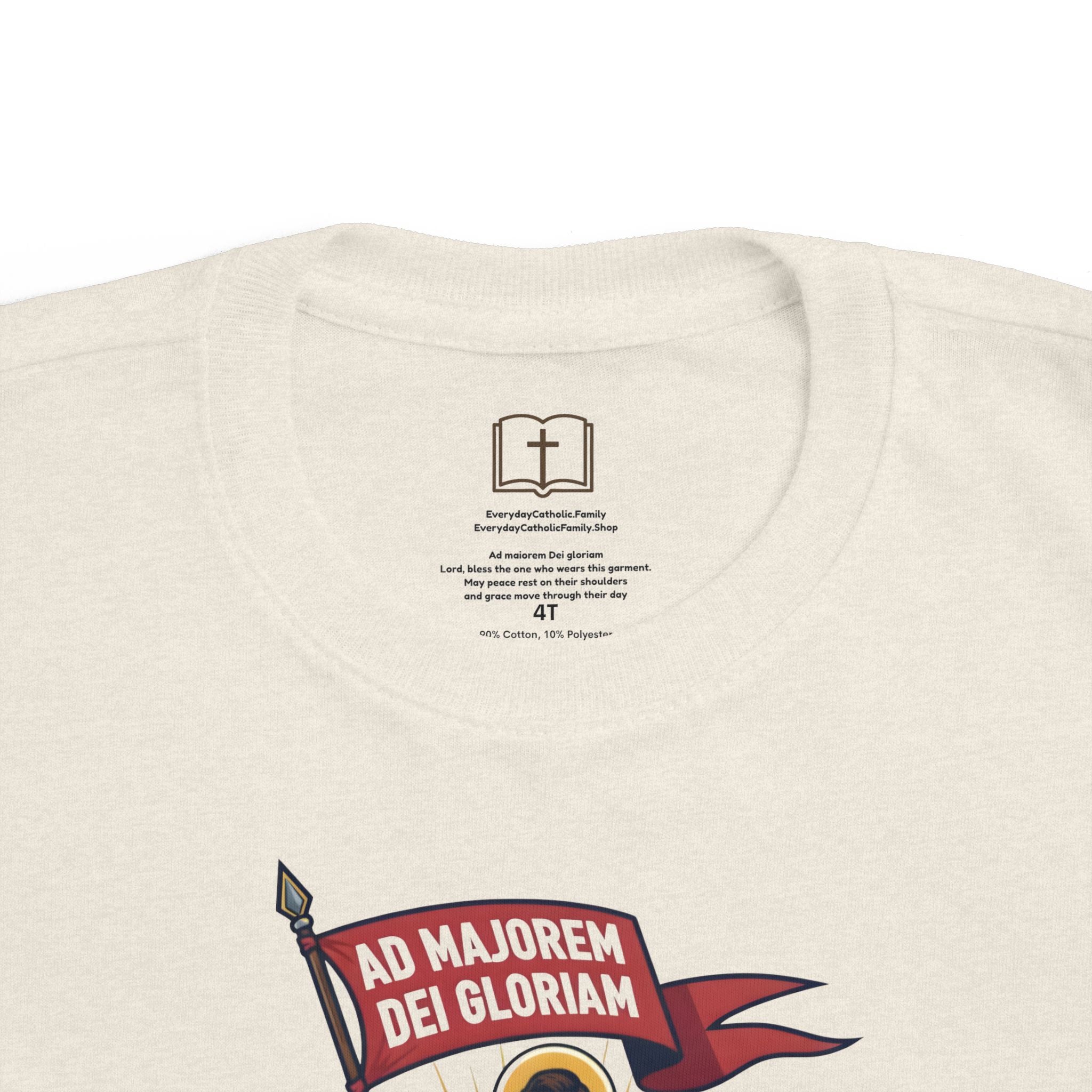 Camiseta de San Ignacio de Loyola para niños pequeños | Camiseta de aventura de fe "Comandante de Dios"