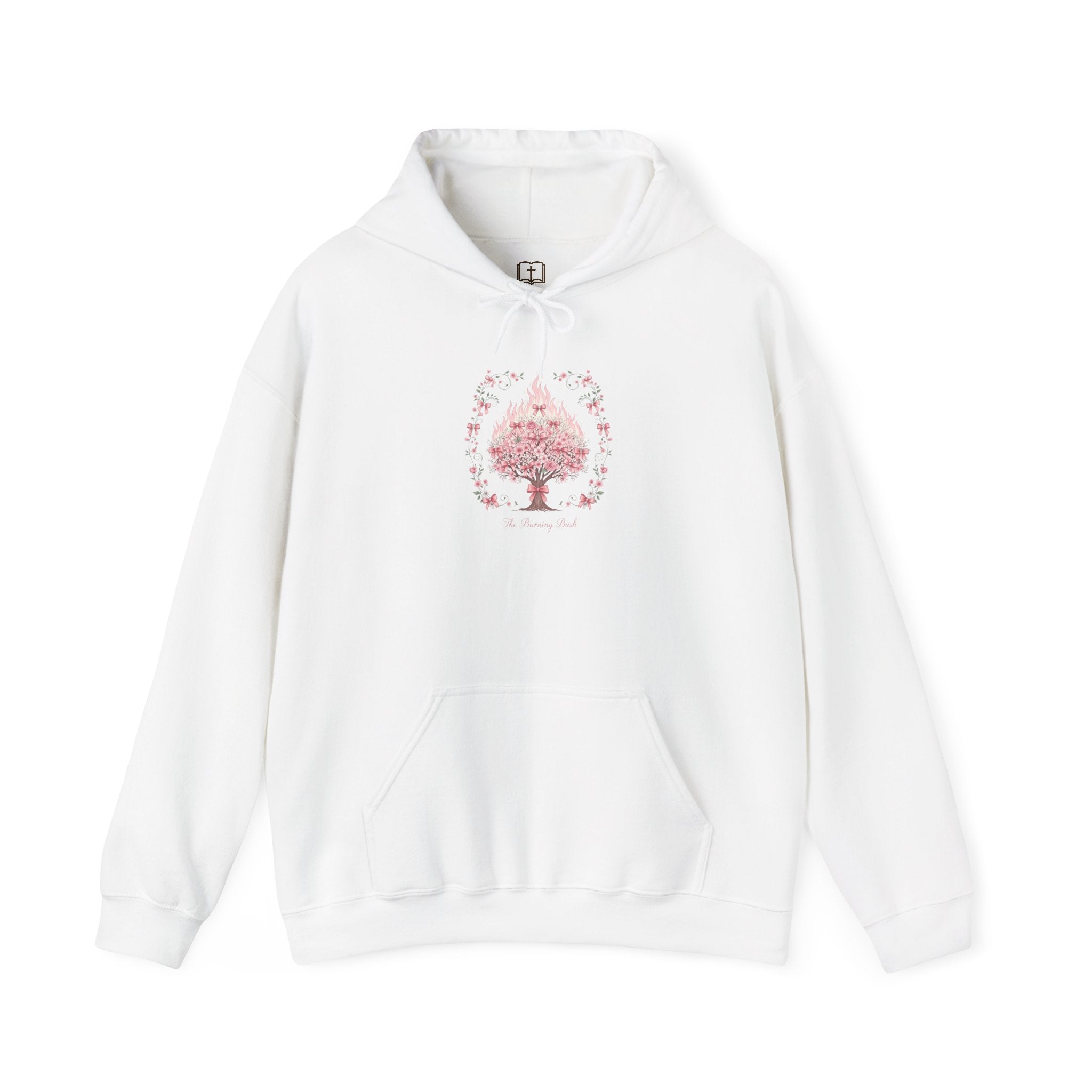 Sudadera católica con estampado floral rosa de la Zarza Ardiente | Sudadera inspirada en la fe