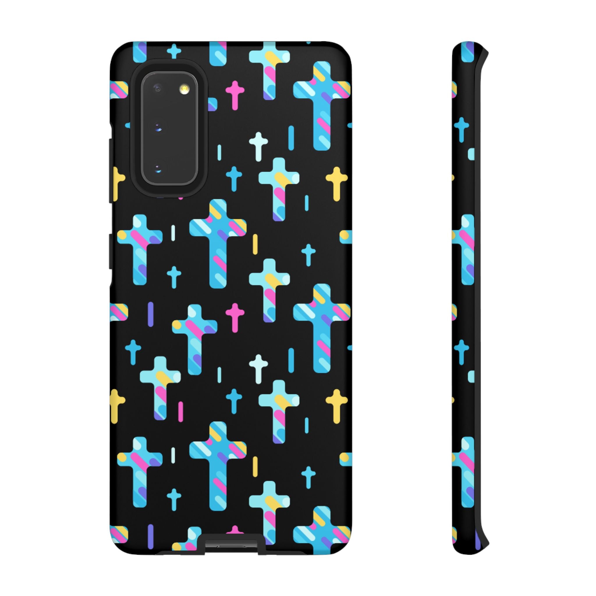 Funda para teléfono con cruz colorida, elegante y resistente, accesorio cristiano para teléfono, regalo único, funda moderna para móvil.