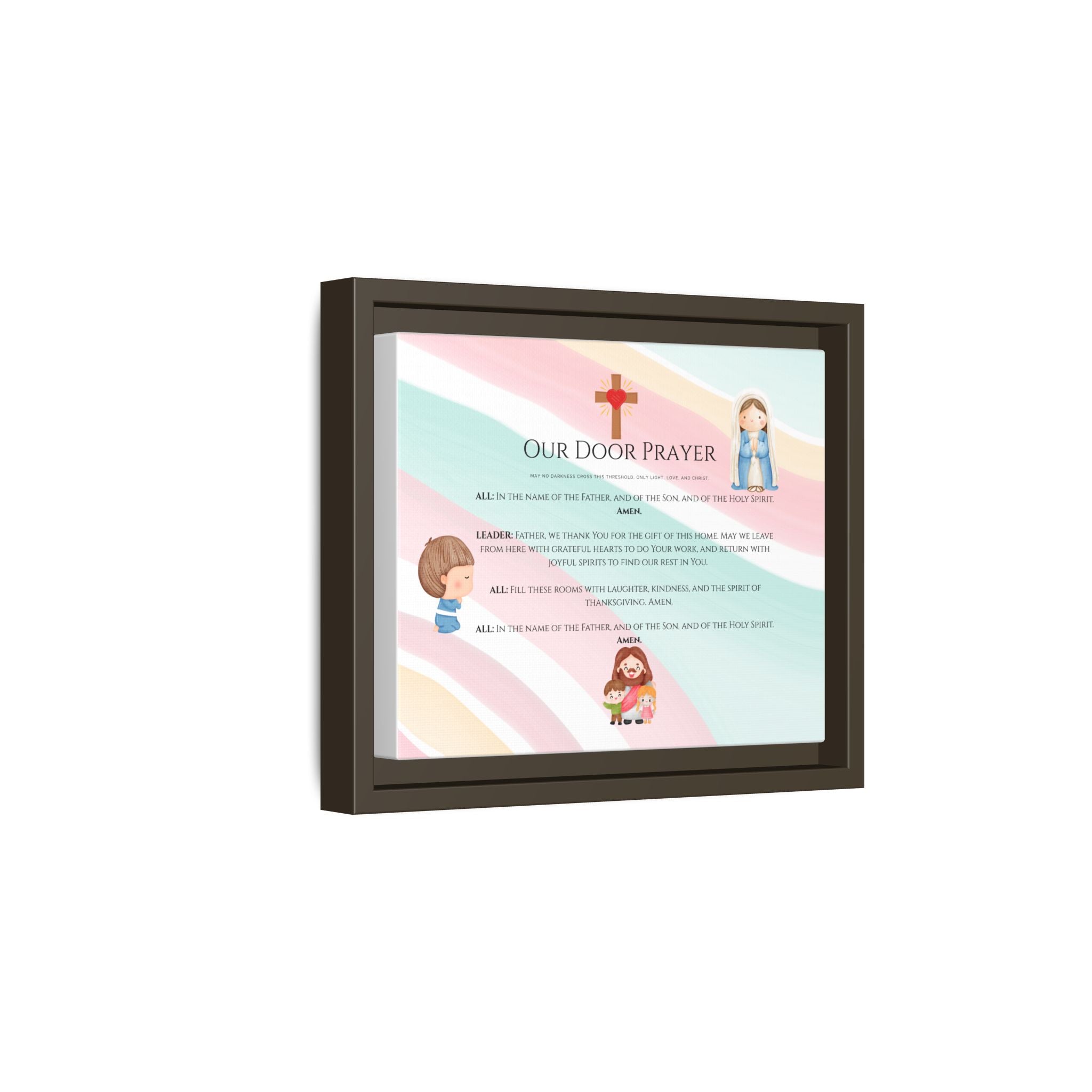 Arte mural familiar alegre “Oración en nuestra puerta”