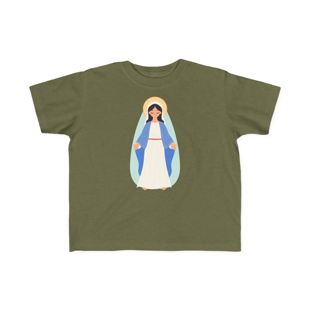 Camiseta de la Virgen María para niña | Camiseta católica suave para niña | Ropa infantil con inspiración religiosa