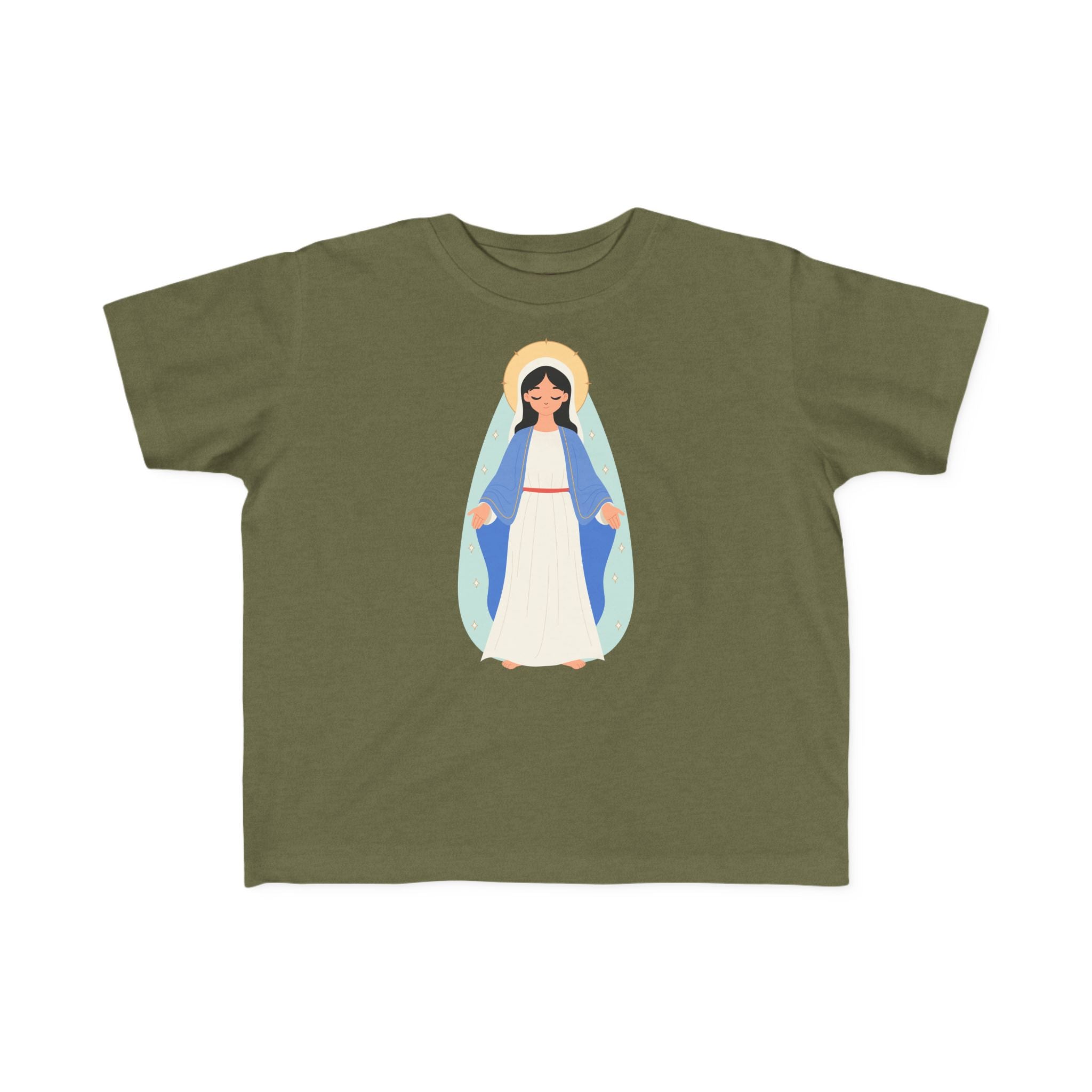 Camiseta de la Virgen María para niña | Camiseta católica suave para niña | Ropa infantil con inspiración religiosa