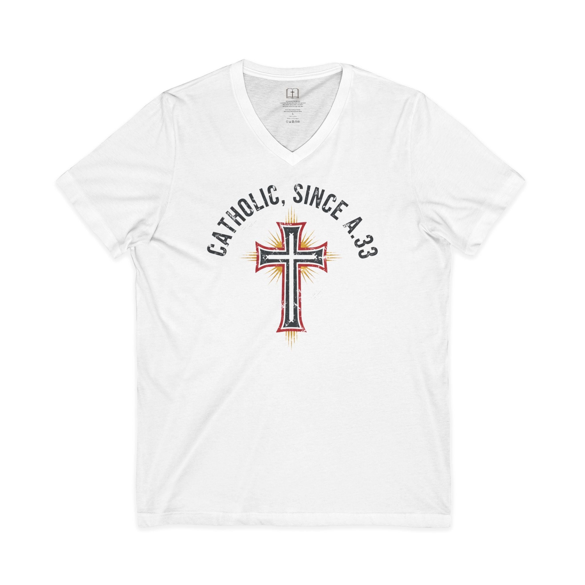 Men's 'Catholic Since A.D. 33' V-Neck Tee - Faith & Heritage T-Shirt