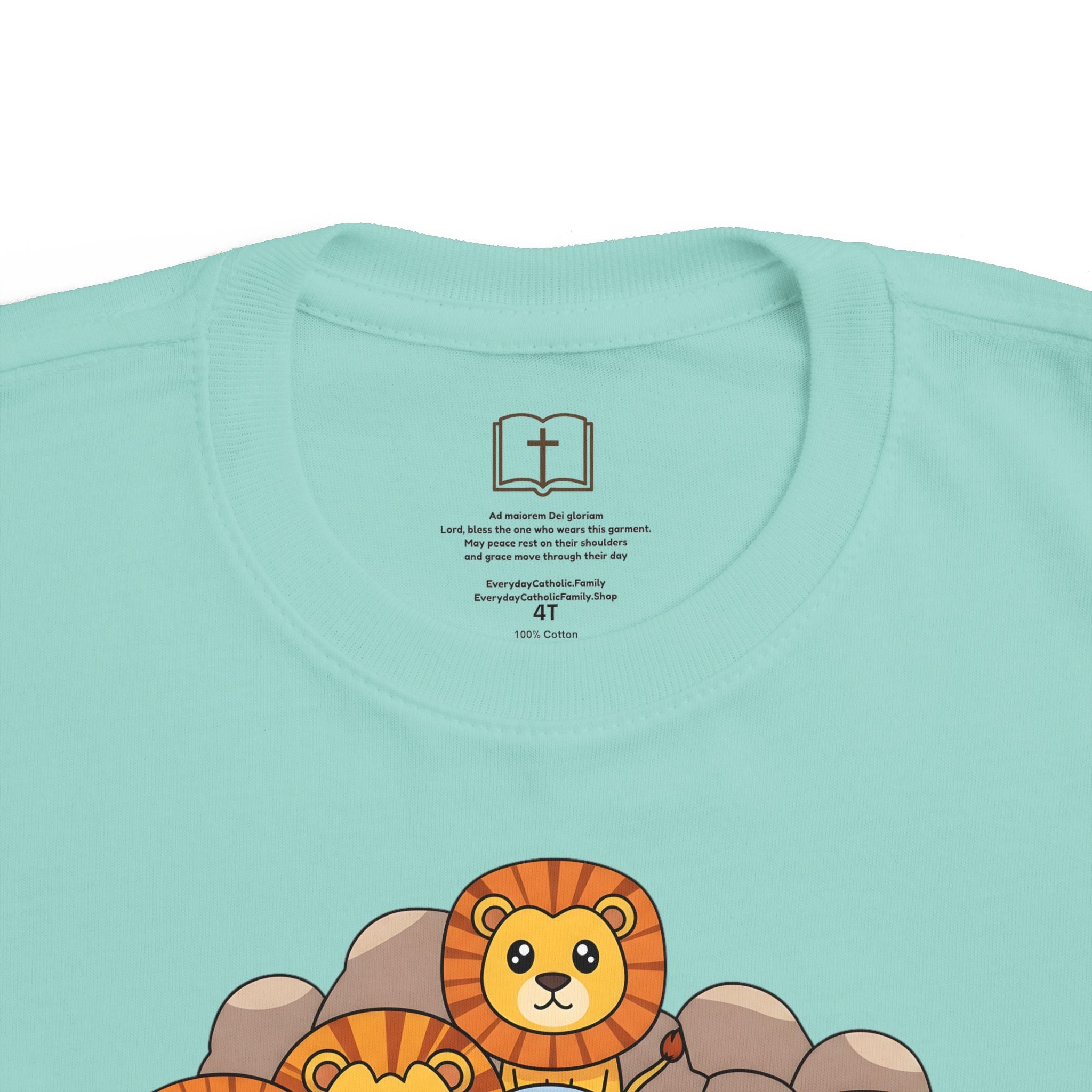 Camiseta infantil "El fiel Daniel en el foso de los leones" | Camiseta de historia católica