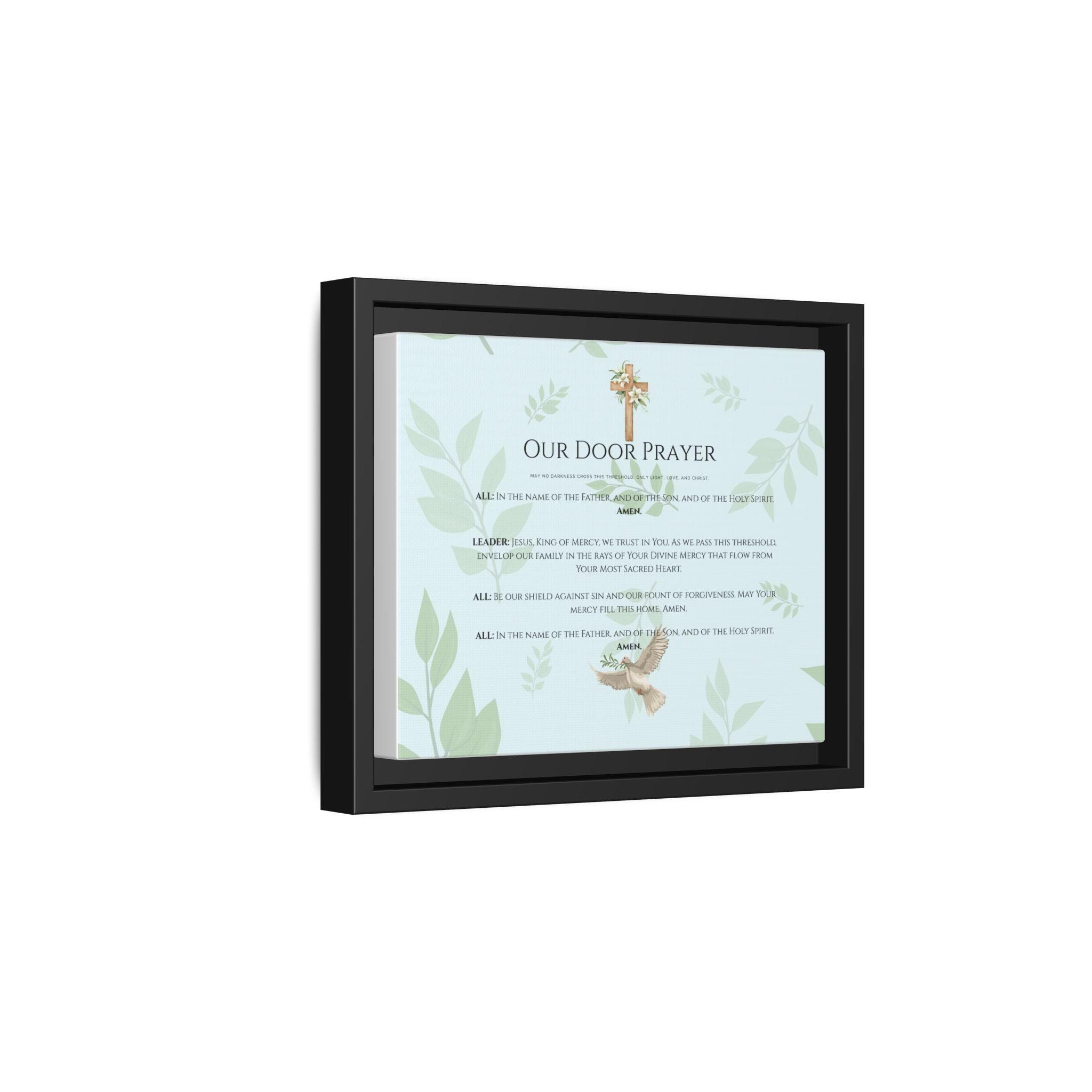 Lienzo mate enmarcado — Arte mural del Sagrado Corazón “Oración de Nuestra Puerta”