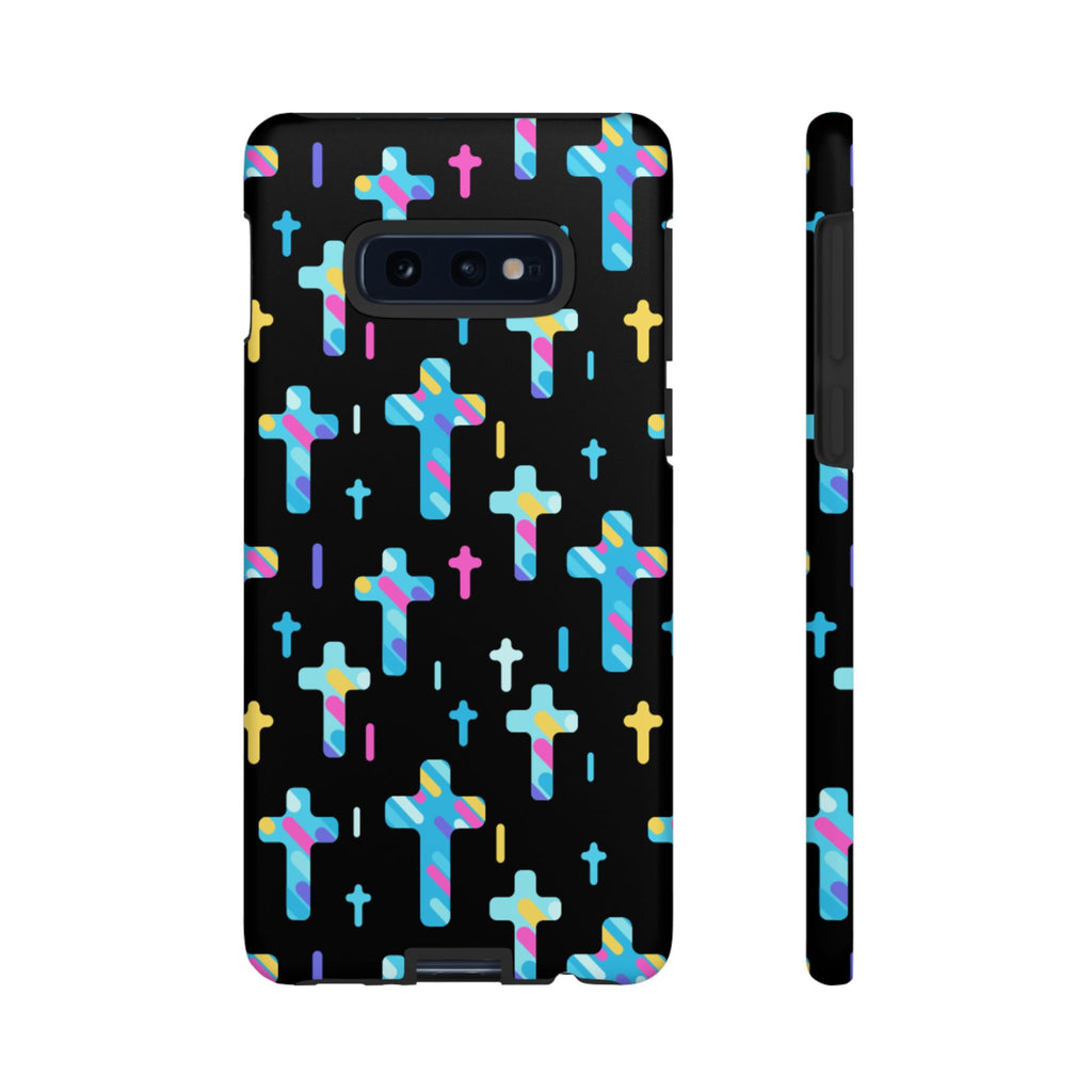 Colorful Cross Phone Case, Stylish Tough Case, Christian Phone Accessory, Unique Gift, Trendy Mobile Cover
