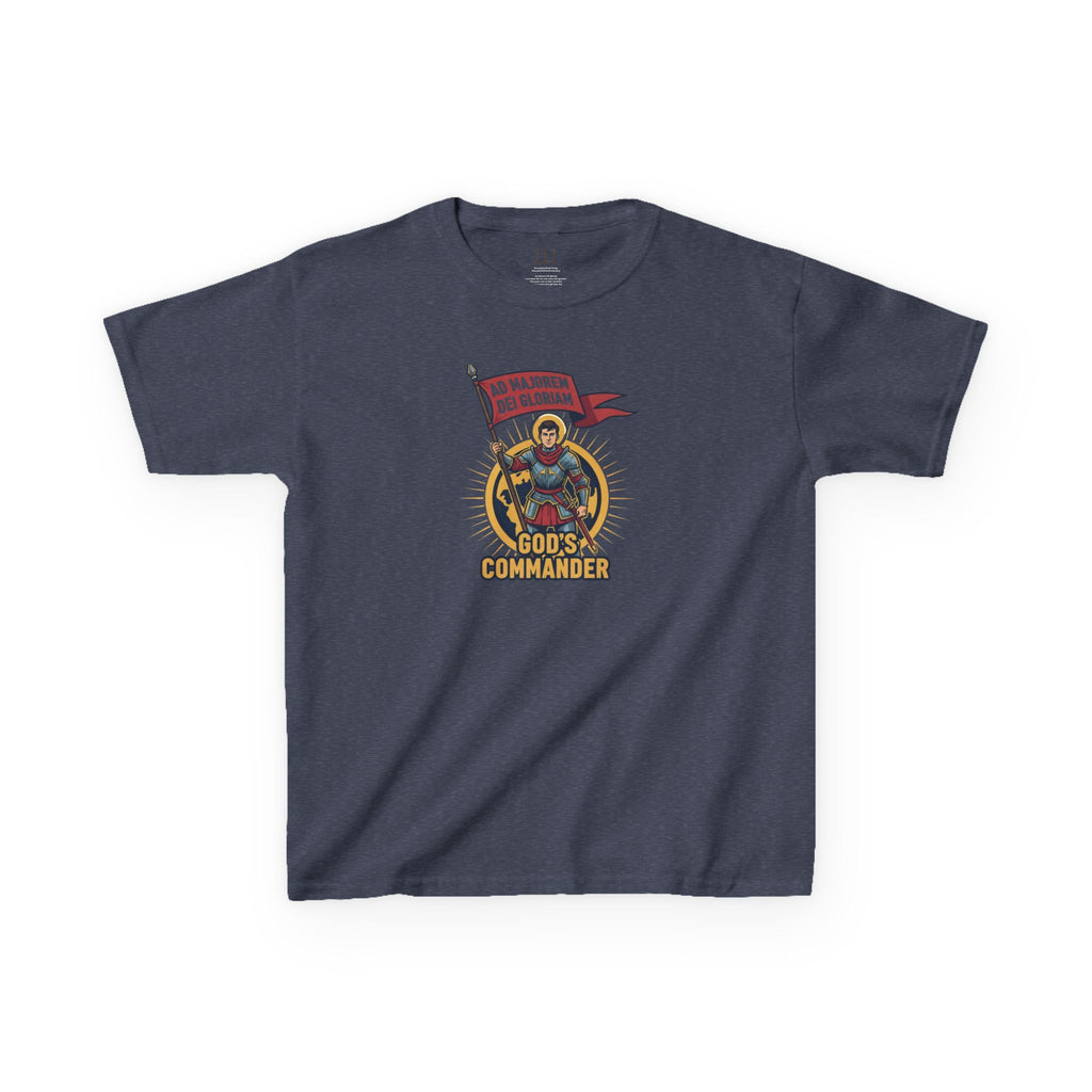 Camiseta infantil de San Ignacio de Loyola | Camiseta de aventura de fe "Comandante de Dios"