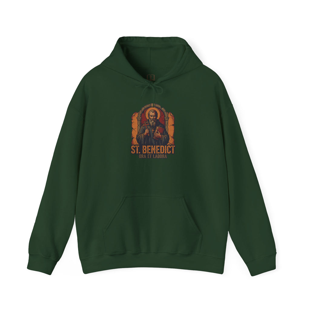 St. Benedict Ora et Labora Catholic Hoodie - Vintage Faith Sweatshirt