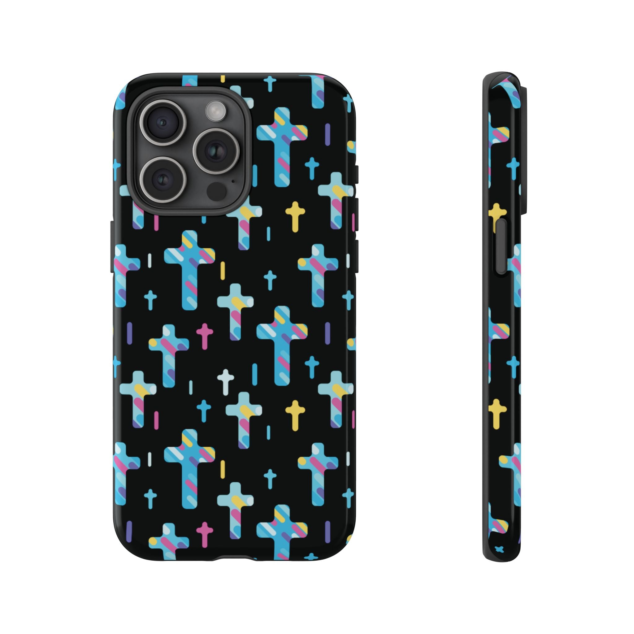Funda para teléfono con cruz colorida | Protección inspirada en la fe para iPhone | Regalo católico y accesorio para el día a día