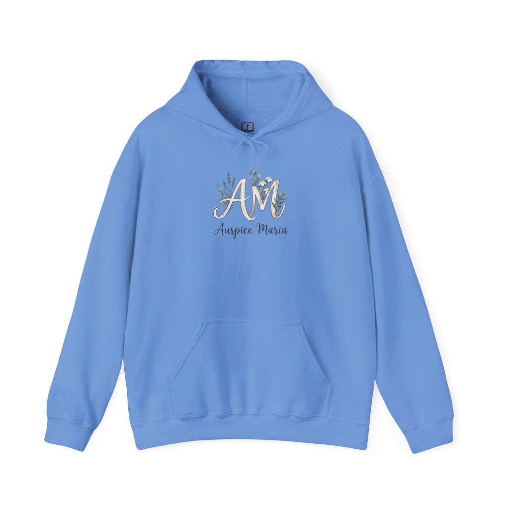 Auspice Maria Floral Gold Catholic Hoodie - Cozy Pullover Sweatshirt