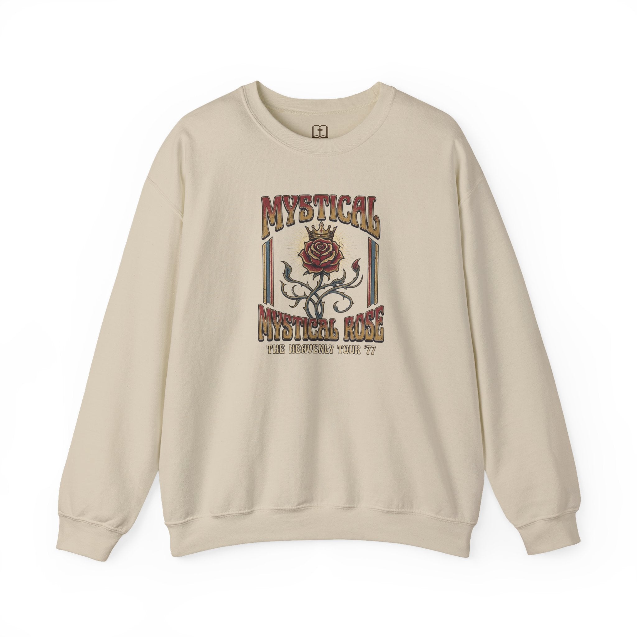 Mystical Rose Vintage Crewneck Sweatshirt | Catholic-Inspired Comfort