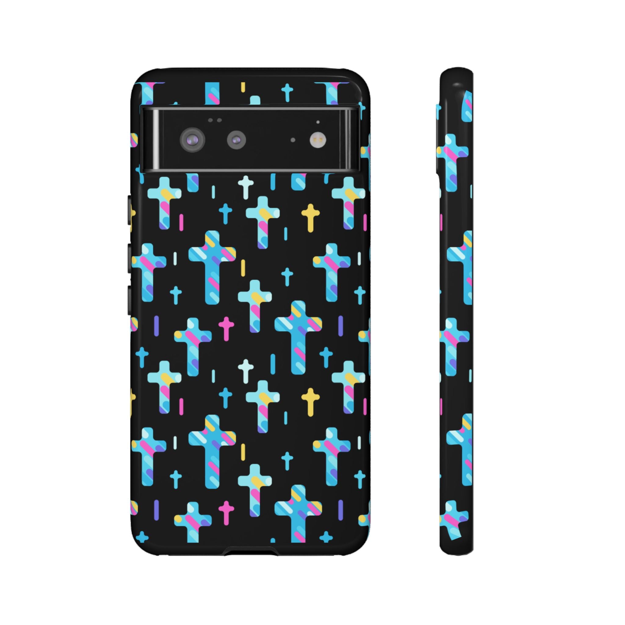 Funda para Google Pixel con cruz colorida | Protección inspirada en la fe | Regalo cristiano y accesorio para el día a día