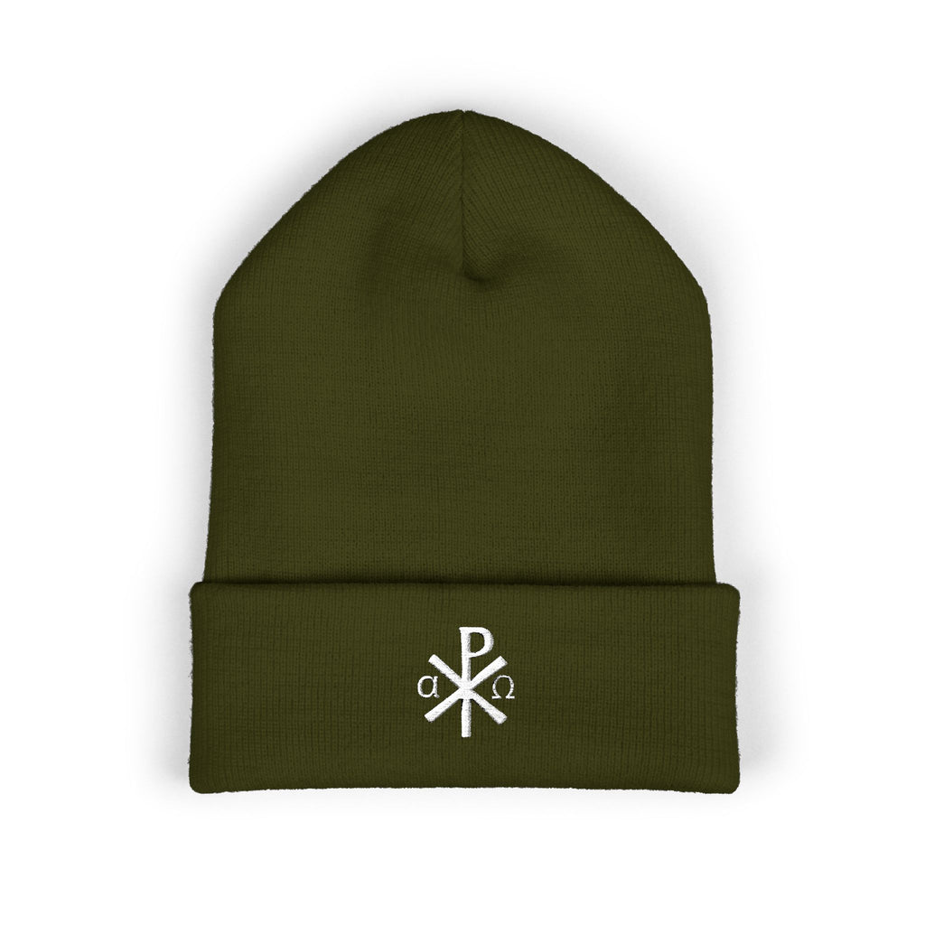 Gorro católico Chi Rho Alpha Omega - Gorro de invierno con cristograma cristiano