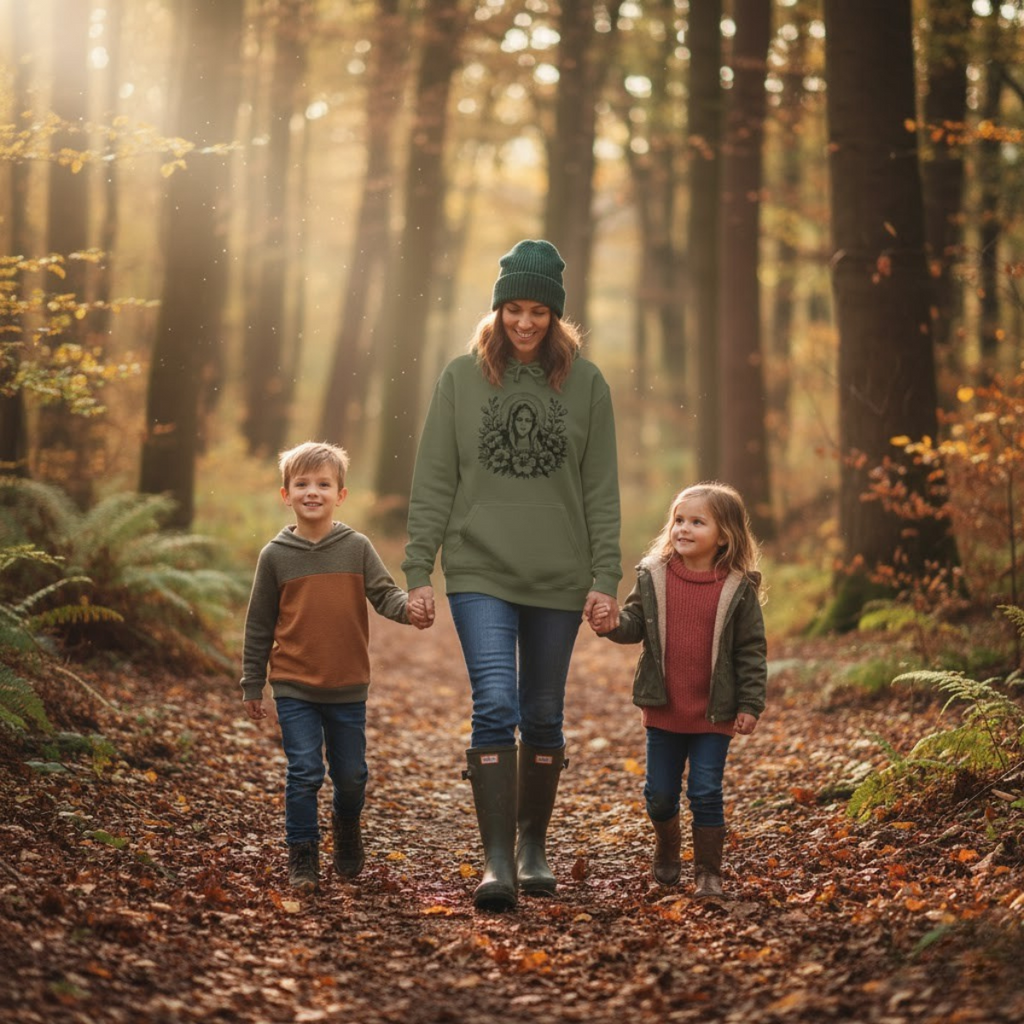 Sudadera con capucha mariana Lucas 1:46-48 | Sudadera de fe para mujer «Mi alma engrandece al Señor»