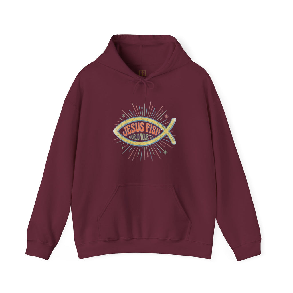 Retro Jesus Fish World Tour '78 Christian Hoodie