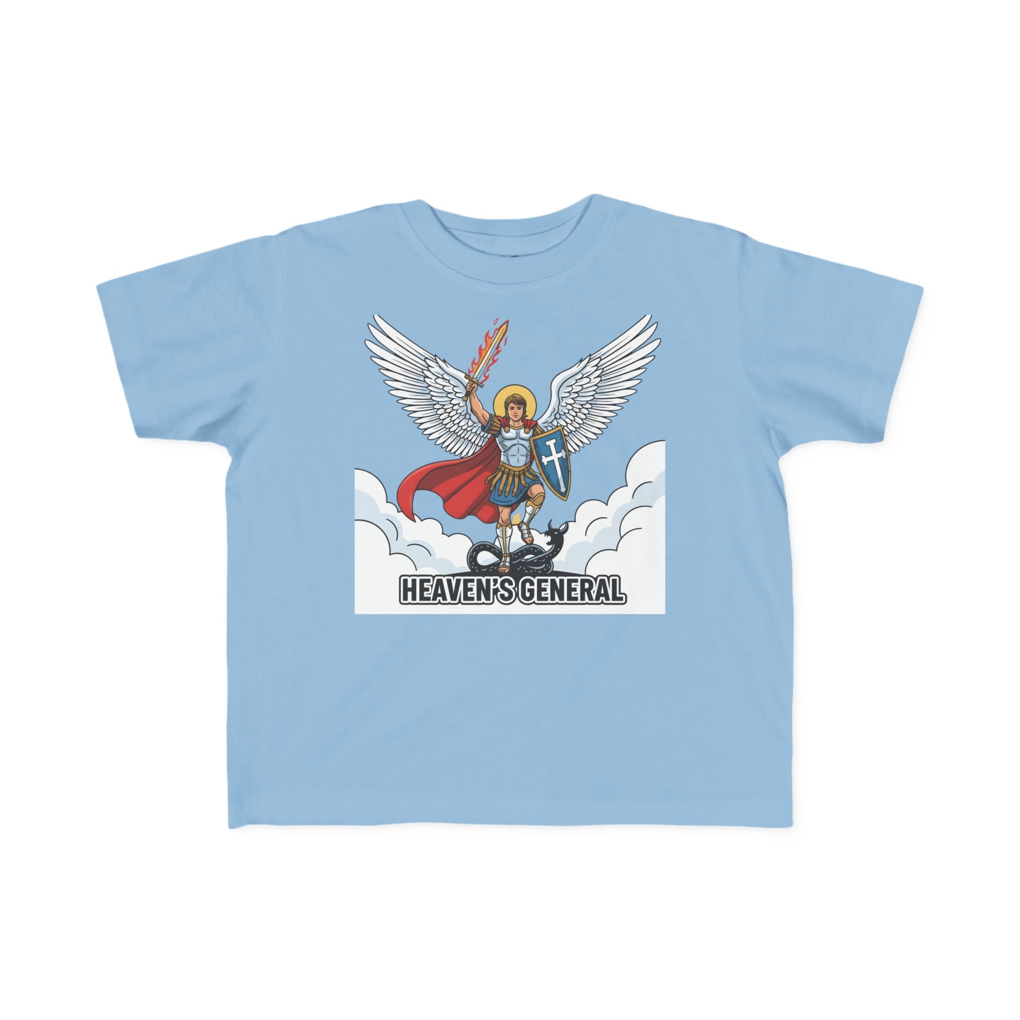 Camiseta de San Miguel Arcángel para niño | Camiseta cristiana Heaven's General para niño
