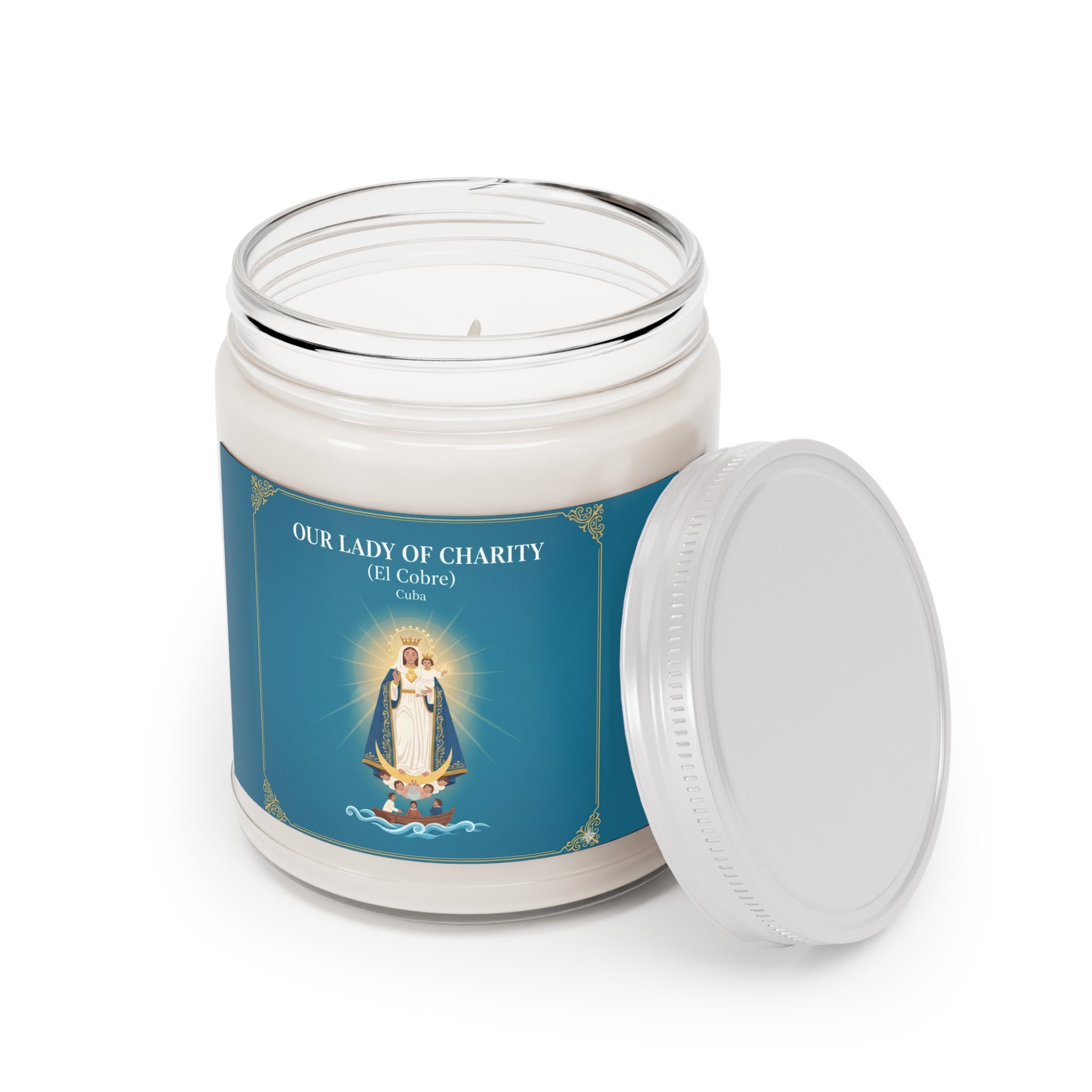 Nuestra Señora de la Caridad - Vela de soja perfumada | Decoración relajante para el hogar, dones espirituales, atención plena, aromaterapia, velas de regalo